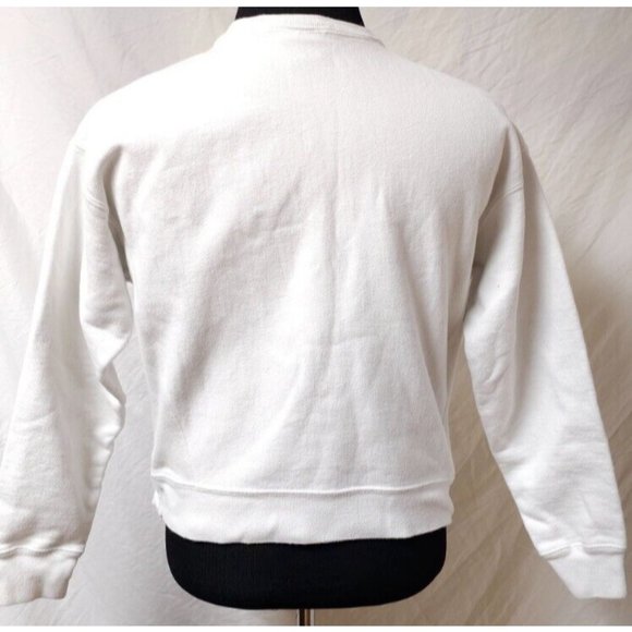 Champion Reverse Weave Medium White Crop Spellout Logo Heavyweight Sweatshirt - Picture 8 of 13